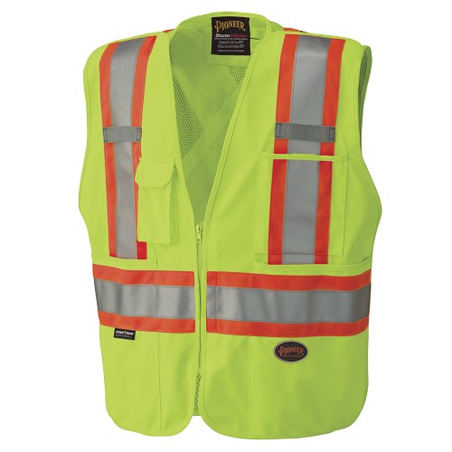 Hi-Viz Tear-Away Mesh Back Front Zip Safety Vest