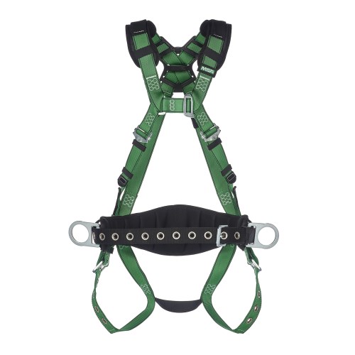 cha462-v-form-construction-harness-back-hip-d-ring-tongue-buckle-leg-straps-shoulder-padding-green-front.jpg