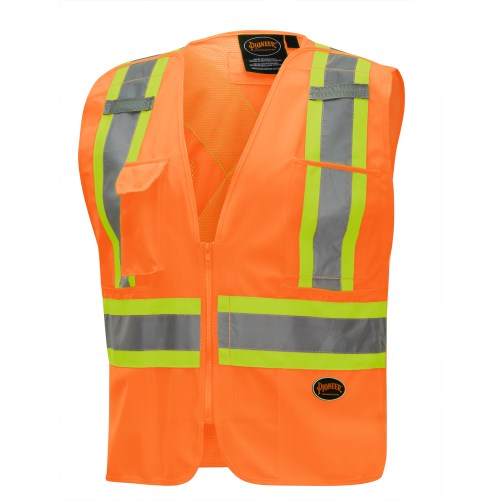 CR-6935 Hi-Viz Tear-Away Mesh Back Front Zip Safety Vest