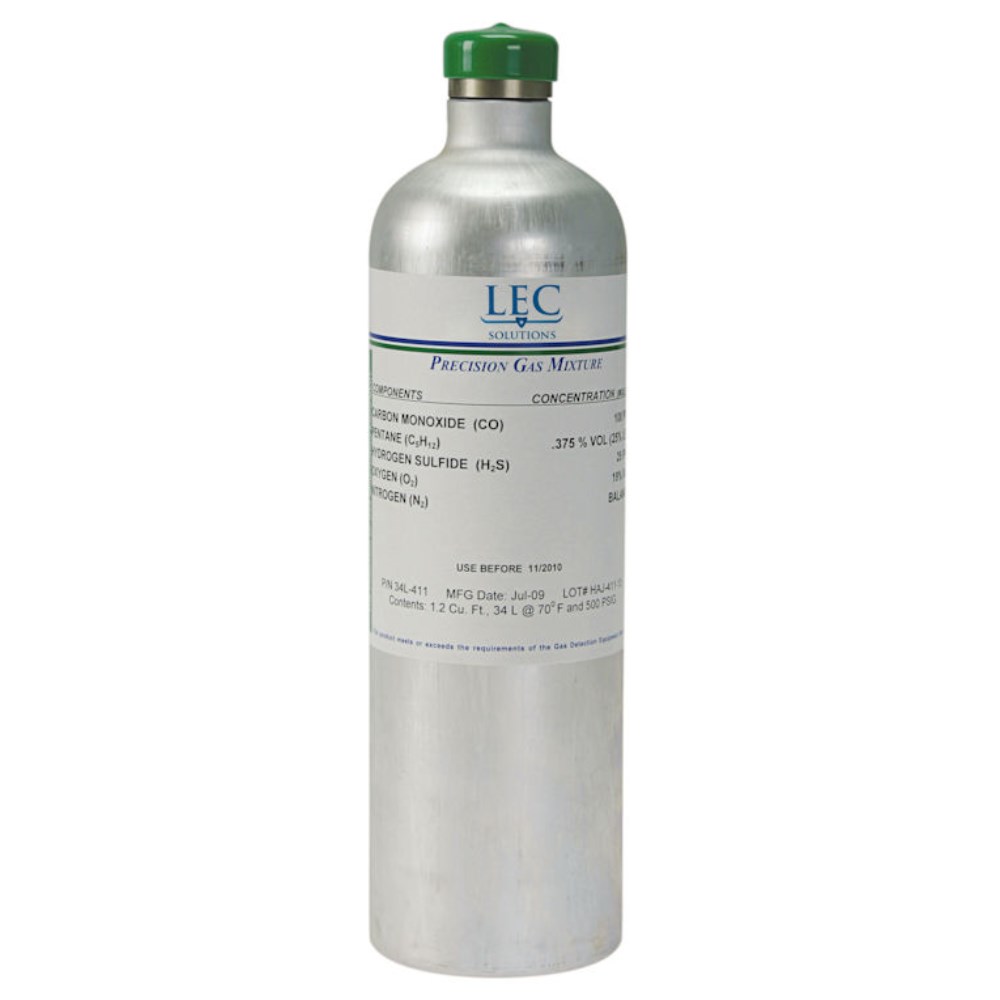 SPI Health and Safety 100 PPM Calibration Gas Cylinder 34L, Nitrogen