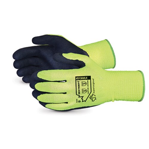 GP-S13HVLX Superior Glove Dexterity High-Visibility Polyester Work Gloves with Microfinish-grip Foam-Latex Palm Coating