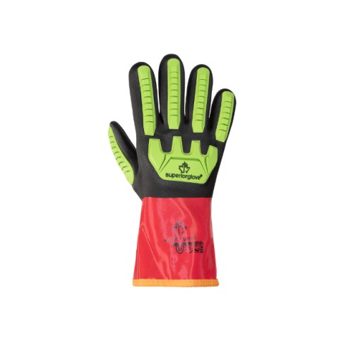 mgv373 superior glove chemstop impact-resistant lined high visibility pvc safety gloves