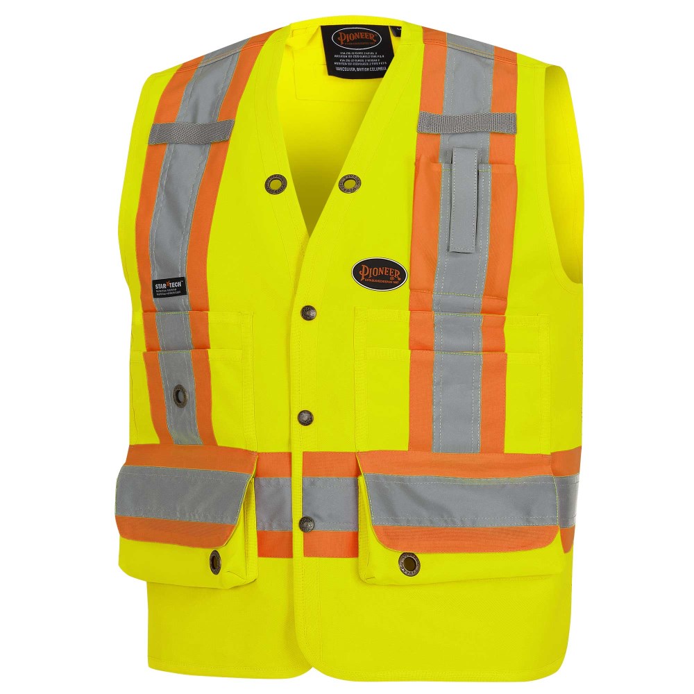 Hi-Vis Surveyor Safety Vest | 16 Pocket CSA Class 2 Vest | SPI