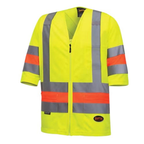 Surewerx Chemise de sécurité haute visibilité Pioneer évacuant l'humidité avec fermeture éclair front view